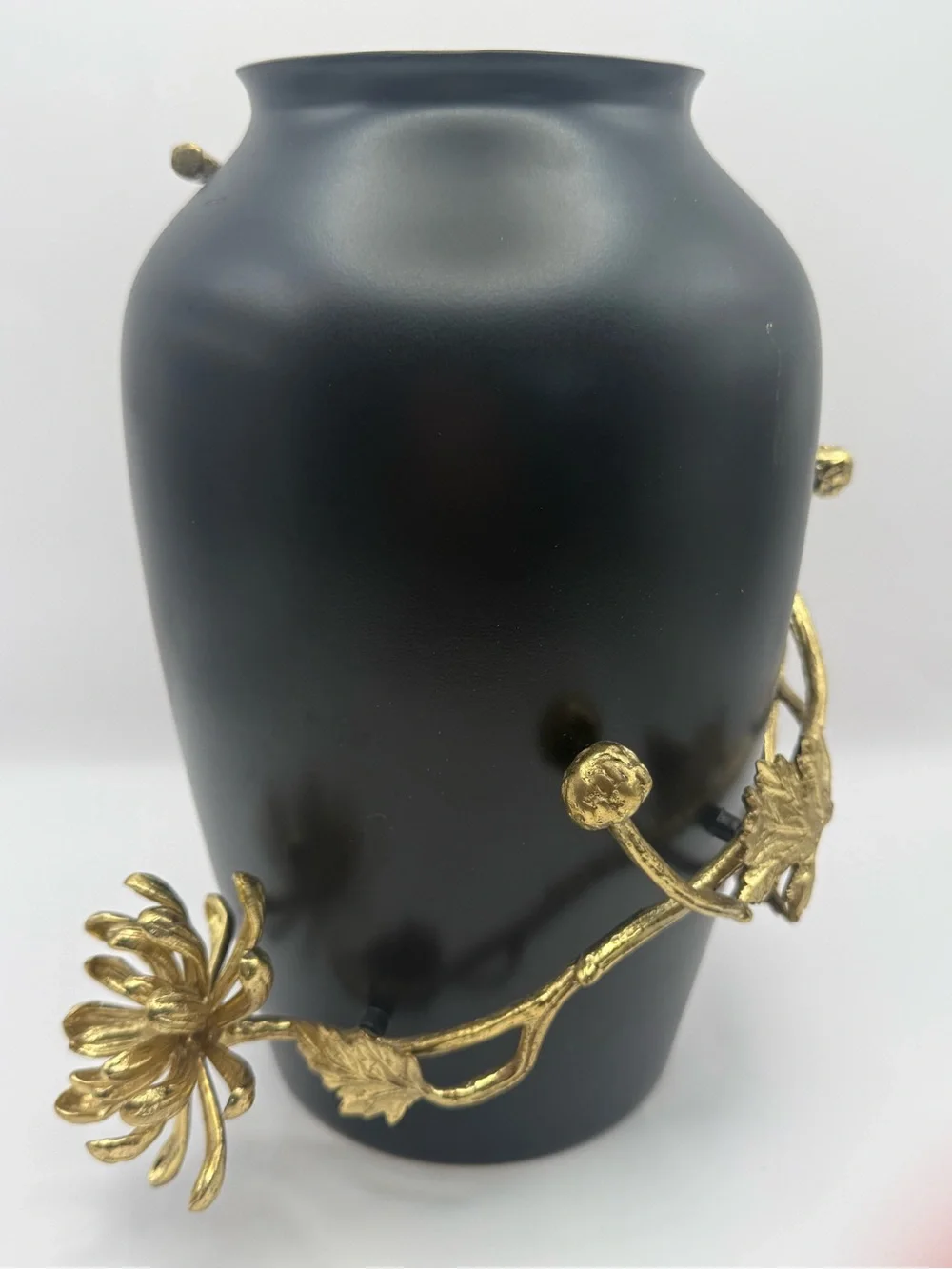 Michael Aram Dahlia Vase Medium Black & Gold Brass Floral Designer Decor